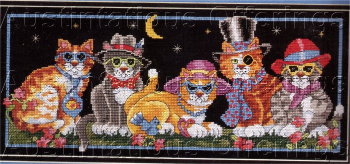 RARE VILCHECK KITTY CATS FASHIONABLE FELINES CROSS STITCH KIT COOL CATS