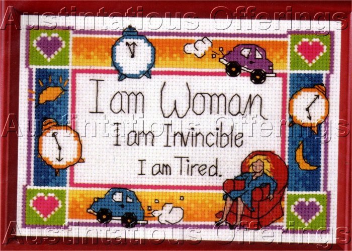 KATHY DAVIS WHIMSICAL CROSS STITCH SAMPLER KIT I AM WOMAN