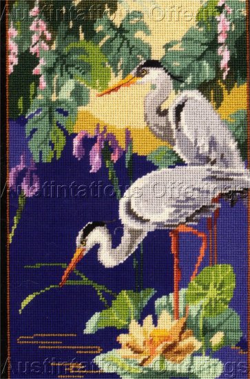 NANCY ROSSI WHITE EGRET POND NEEDLEPOINT KIT TRANQUIL CRANES KIT