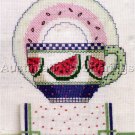 TEACUP COLLECTOR CROSS STITCH KIT WATERMELON TEA CUP AND SAUCER