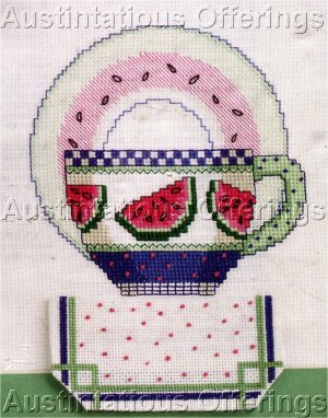 TEACUP COLLECTOR CROSS STITCH KIT WATERMELON TEA CUP AND SAUCER