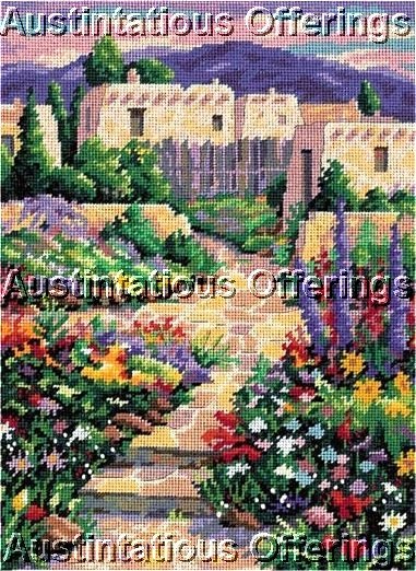 RARE CARLSON SOUTHWEST DWELLINGS NEEDLEPOINT KIT TWILIGHT GARDEN