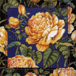 RARE BAATZ YELLOW ROSES NEEDLEPOINT PILLOW KIT BUDS AND BLOOMS FLORAL