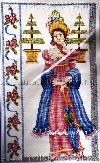 NOSTALGIC BEAUTY BEADED CROSS STITCH KIT EMPIRE DRESS REGENCY PERIOD