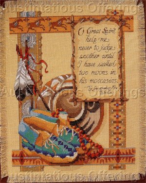 RARE ROSSI SOUTHWEST NATIVE AMERICAN CROSS STITCH KIT TWO MOONS