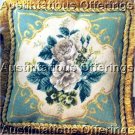 RARE MICHAEL JOLLY VICTORIAN SCROLL FLORAL WHITE ROSES NEEDLEPOINT PILLOW KIT