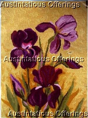 RARE MYERS FRENCH COUNTRY DARK PURPLE BEARDED IRISES NEEDLEPOINT KIT