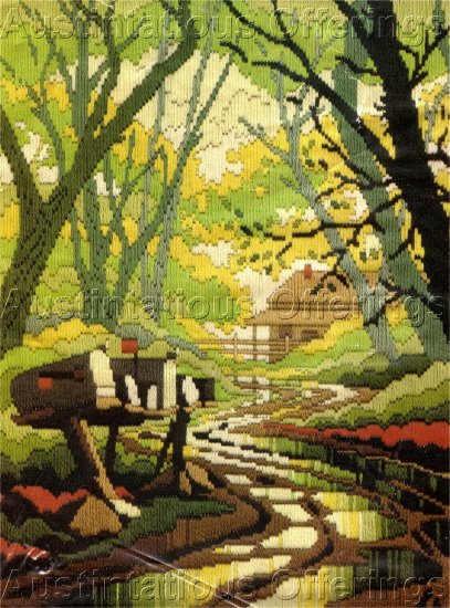 RARE REINARDY NOSTALGIC CABIN LONGSTITCH NEEDLEPOINT KIT APRIL RAINS
