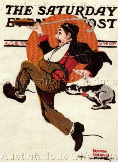 RARE ROCKWELL REPRODUCTION CREWEL EMBROIDERY KIT HOBO DOG TENACIOUS HOLD