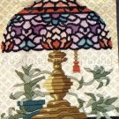 RARE TIFFANY STAINED GLASS  TEXTURED LONGSTITCH NEEDLEPOINT KIT VINTAGE GLASS LAMP