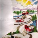 RARE FOLK ART FARM SUNRISE CREWEL EMBROIDERY CHRISTMAS STOCKING KIT JENNINGS SNOWMAN AT DAWN