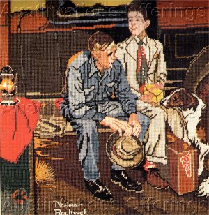 RARE NORMAN ROCKWELL REPRODUCTION NEEDLEPOINT KIT COLLEGE BOUND