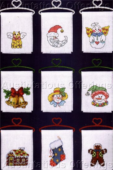 HOLIDAY CROSS STITCH MINI BANNERS SET KIT CHRISTMAS FUN