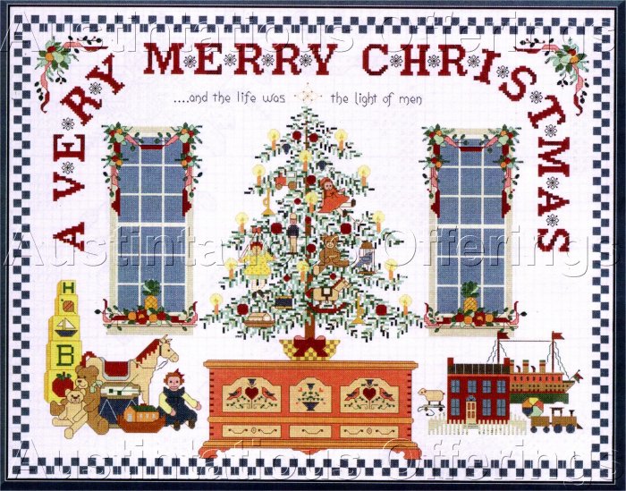 VERY MERRY CHRISTMAS CROSS STITCH CHART NOT KIT