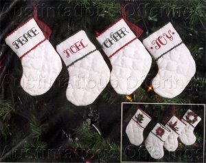 MINIATURE QUILTED STOCKINGS CREWEL EMBROIDERY KIT