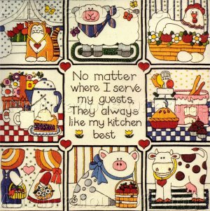 Guests Like My Kitchen Best McChesney Floss Crewel Embroidery Kit Tiles