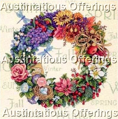 Rare Avery Gold Collection Seasonal Wreath Cross Stitch Kit