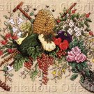 Rare Linda Jary BeesKeep Evenweave Cross Stitch Kit Gardening Fruit Florals Veggies