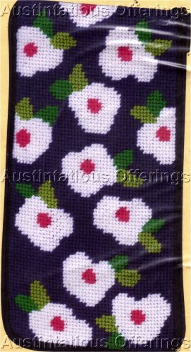 PREASSEMBLED NAVY FLORAL NEEDLEPOINT EYEGLASS/CELL PHONE CASE
