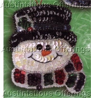 RARE SNOWMAN FACES FROSTY ORNAMENTS PINS SEQUIN FELT EMBROIDERY KIT