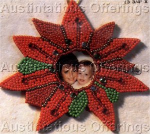 STITCH AND FILL BEADING POINSETTA PIN OR ORNAMENT BEADING KIT