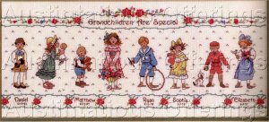 Betty Whiteaker Treasured Grandchildren Cross Stitch Kit Grandchild Birth Sampler