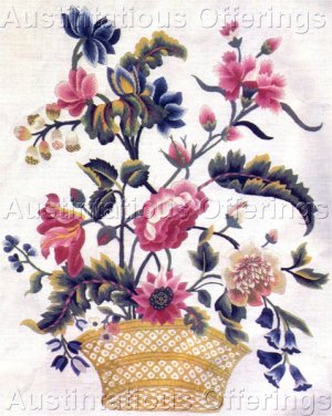 Rare Williamsburg Colonial Floral Crewel Embroidery Kit 18th Century Reproduction