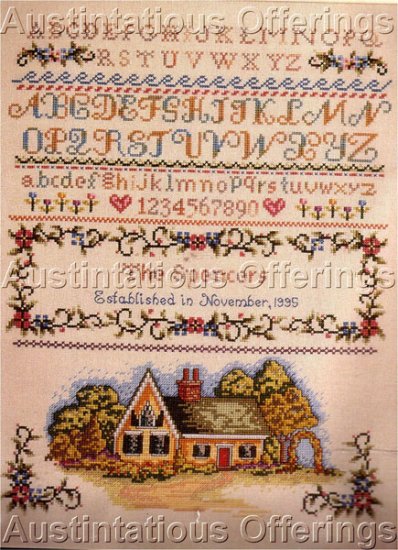Rare LeClair Evenweave Cottage Cross Stitch Sampler Kit Williams Heritage