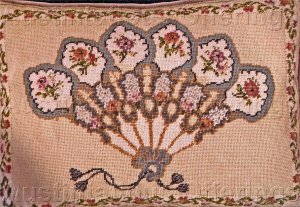 Elegant Victorian Fan Needlepoint Kit Louis Nichole Floral Border
