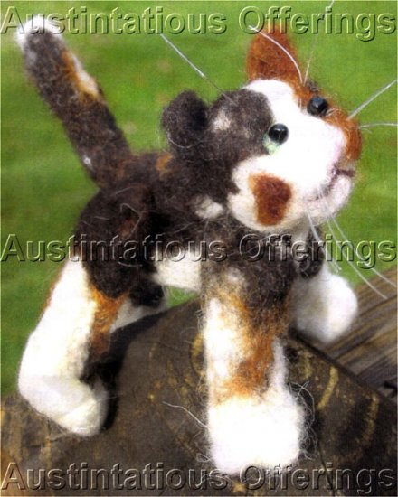 CALICO CAT NEEDLE FELTING CRITTER KIT MISS KALI CAT ALLYN AUSTIN FELTED ANIMALS