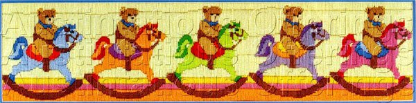 TEDDY BEAR CAVALRY LONGSTITCH NEEDLEPOINT KIT ROCKING HORSE BEARS