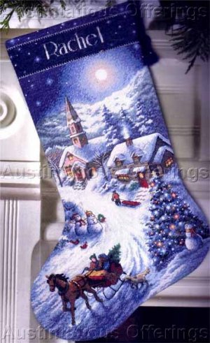 Rare Christmas Window View Cross Stitch Stocking Kit Donna Race Santa Claus