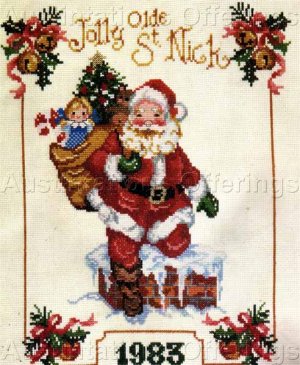 Rare Giampa Santa Claus Down the Chimney Cross Stitch Sampler Kit Saint Nicholas