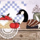 Country Folk Art Apple Basket Still Life Crewel Embroidery Kit Wooden Goose Decoy