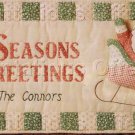 Rare Antiqued Quilted Santa Greetings Banner Stitchery Kit Suitable for Beginners
