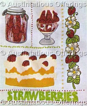 Nancy Edward Strawberry Sampler Crewel Embroidery Kit Diner Fun Strawberries