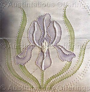 Rare Jean Fox Candlewicking Crewel Embroidery Floral Pillow Kit Iris