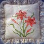 Rare Jean Fox Candlewicking Crewel Embroidery Floral Pillow Kit Day Lily