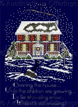 Wintry Home Counted Cross Stitch Kit While the Children are Growing