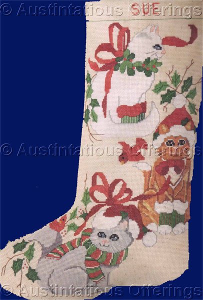 RARE SANTA CLAUS CROSS STITCH STOCKING KIT ALL TUCKERED OUT IN ROCKING CHAIR