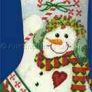 Diane Knott Chubby Snowman  Bright Red Heart Needlepoint Stocking Kit Peppermints Candy