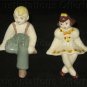 Mid Century Porcelain Farm Boy and Girl Shelf Sitter Figurines