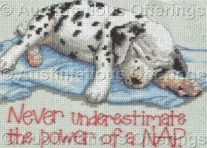 Rare Sleepy Dog Jiffy Naptime Counted Cross Stitch Kit Dalmatian Puppy