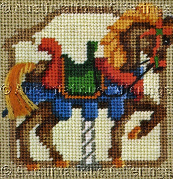 Rare Enstaff Jiffy Carousel Needlepoint Kit Merry Go Round Riding Pony