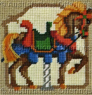 Rare Enstaff Jiffy Carousel Needlepoint Kit Merry Go Round  Riding Pony