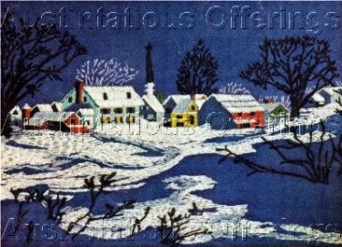 Folk Art Farm Village Crewel Embroidery  Kit Snowy Countryscape Beginning or Experienced Stitcher