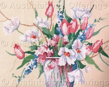 Rare Barbara Mock Mixed Tulip Bouquet Cross Stitch Kit Abundant Summer  Flower Vase