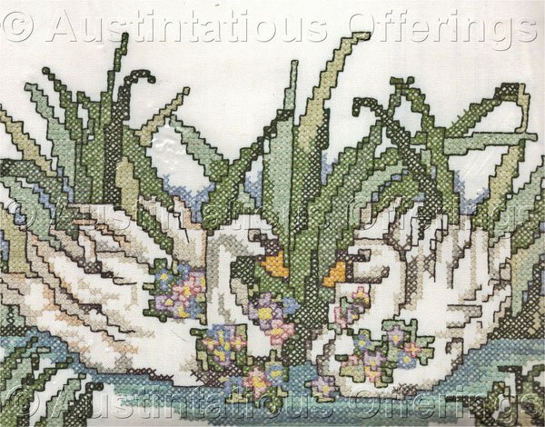 Beginners Swan Pair Stamped Cross Stitch Kit