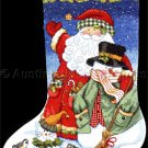 Vicky Howard Art Country Snowman Snow Cat  and Santa Cross Stitch Stocking Kit