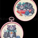 Vintage Set of Two Playful Kittens Counted Cross Stitch Kit